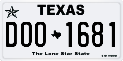 TX license plate DOO1681
