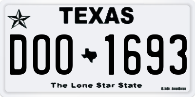 TX license plate DOO1693