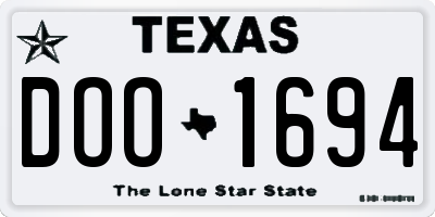 TX license plate DOO1694