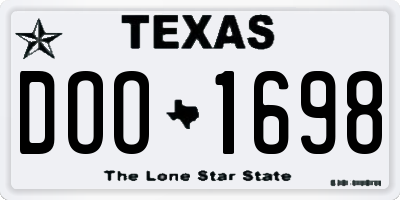 TX license plate DOO1698