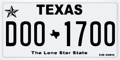 TX license plate DOO1700