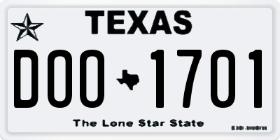 TX license plate DOO1701