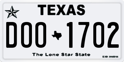 TX license plate DOO1702