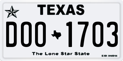 TX license plate DOO1703