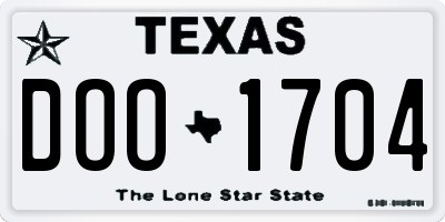 TX license plate DOO1704