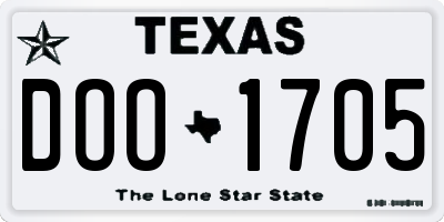 TX license plate DOO1705