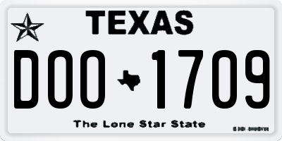 TX license plate DOO1709