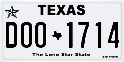 TX license plate DOO1714