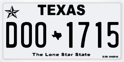TX license plate DOO1715