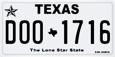 TX license plate DOO1716
