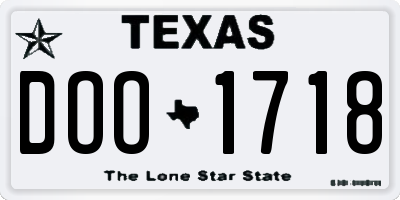 TX license plate DOO1718