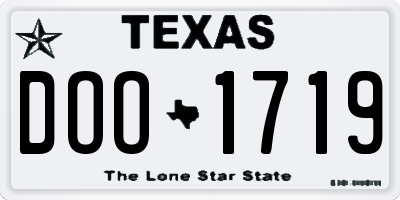 TX license plate DOO1719