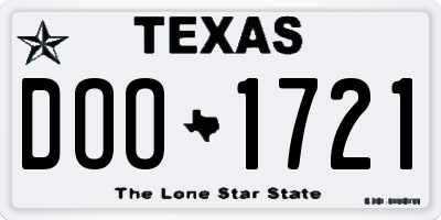 TX license plate DOO1721