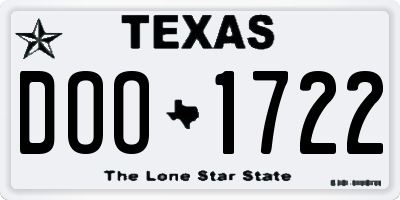 TX license plate DOO1722