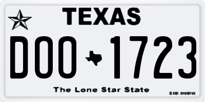 TX license plate DOO1723