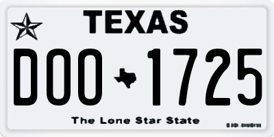 TX license plate DOO1725