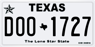 TX license plate DOO1727
