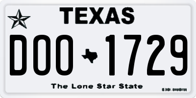 TX license plate DOO1729