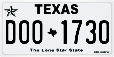 TX license plate DOO1730