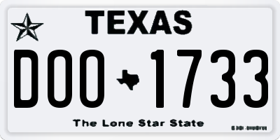 TX license plate DOO1733