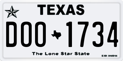 TX license plate DOO1734