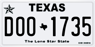 TX license plate DOO1735