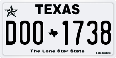 TX license plate DOO1738