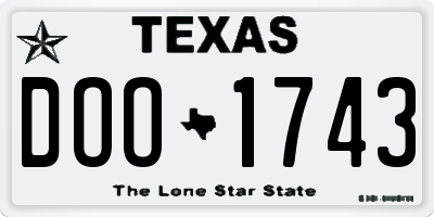 TX license plate DOO1743