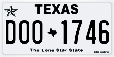 TX license plate DOO1746