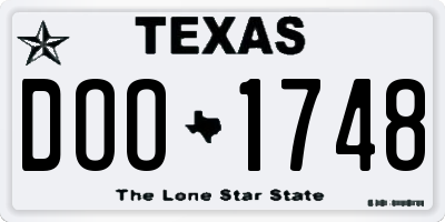TX license plate DOO1748