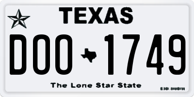 TX license plate DOO1749