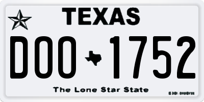 TX license plate DOO1752