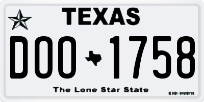 TX license plate DOO1758