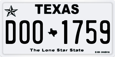 TX license plate DOO1759