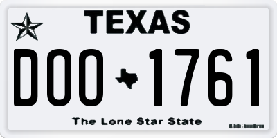 TX license plate DOO1761