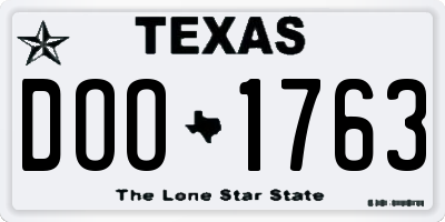 TX license plate DOO1763