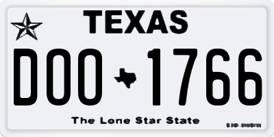 TX license plate DOO1766