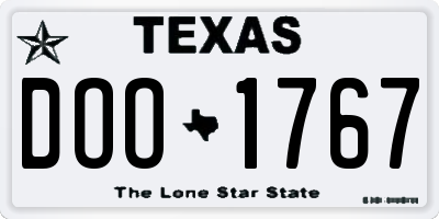 TX license plate DOO1767