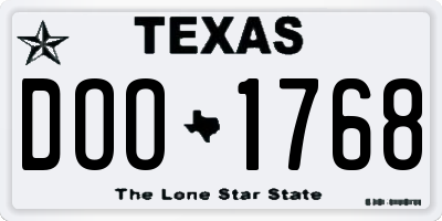 TX license plate DOO1768