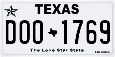 TX license plate DOO1769