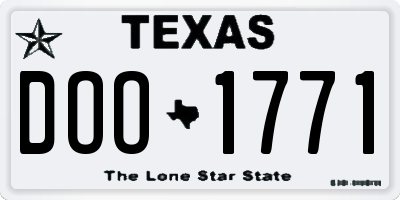 TX license plate DOO1771