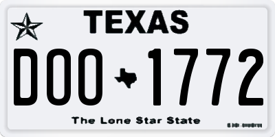 TX license plate DOO1772