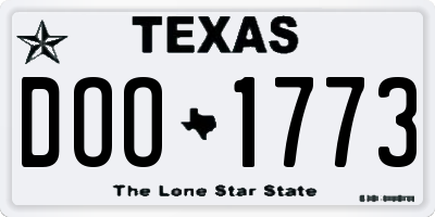 TX license plate DOO1773