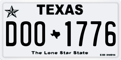 TX license plate DOO1776