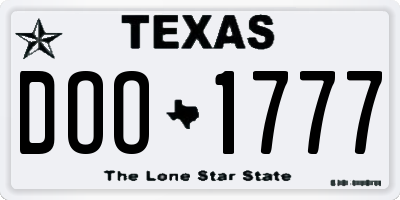 TX license plate DOO1777