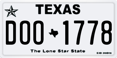 TX license plate DOO1778
