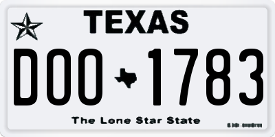 TX license plate DOO1783