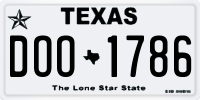 TX license plate DOO1786