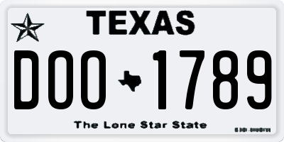 TX license plate DOO1789