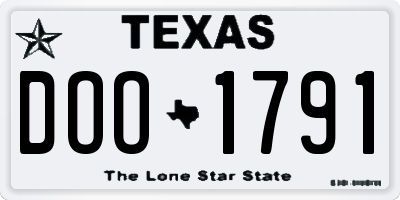 TX license plate DOO1791